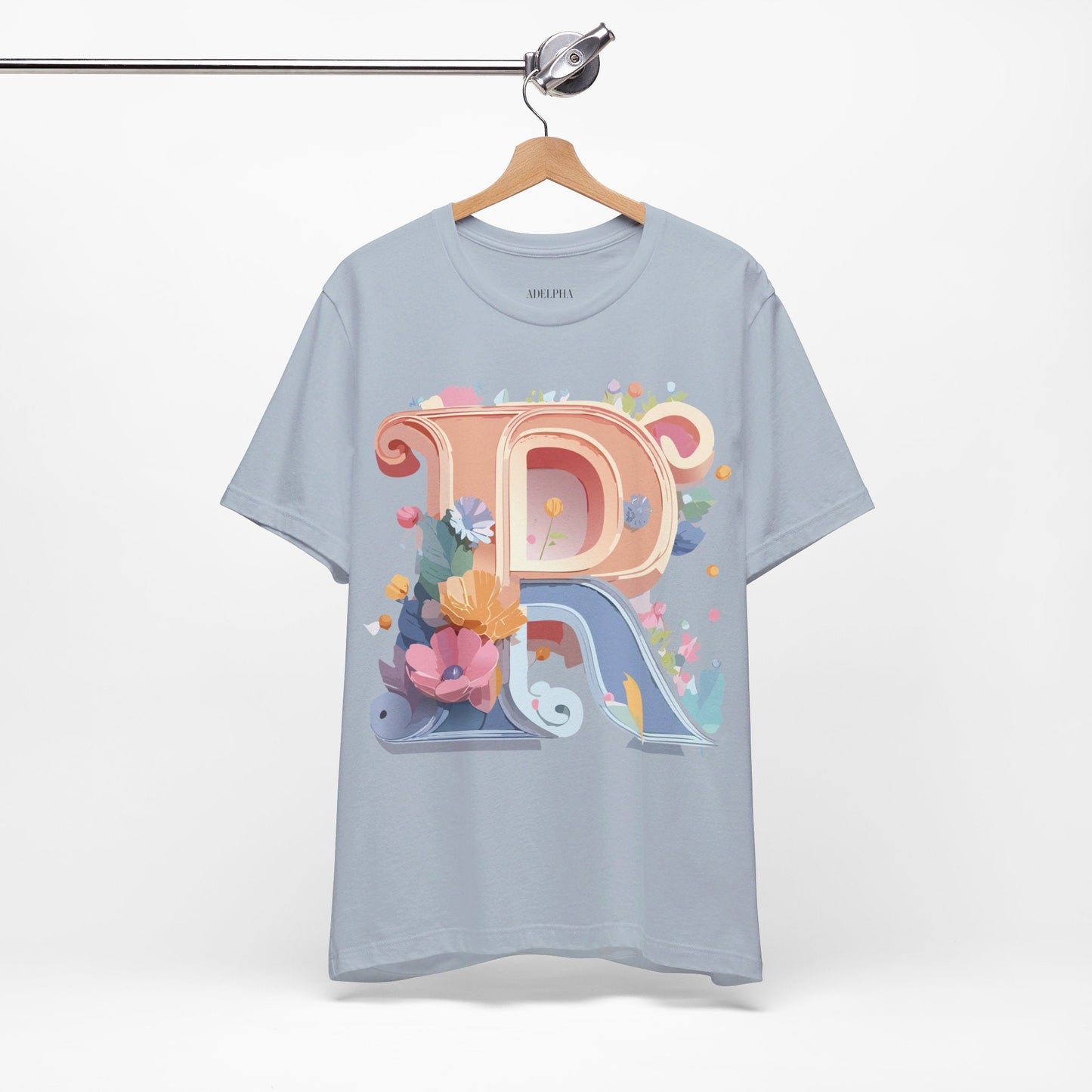 Letter R  Graphic Tee Unisex Short Sleeve Vintage Art Design Tee