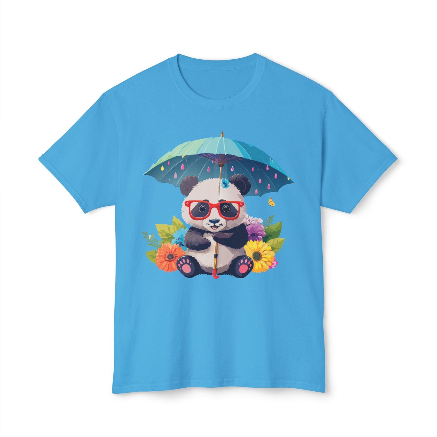 Panda Art T Shirt Unisex HD Cotton Tee With Floral Print Panda Design USA Printed Now