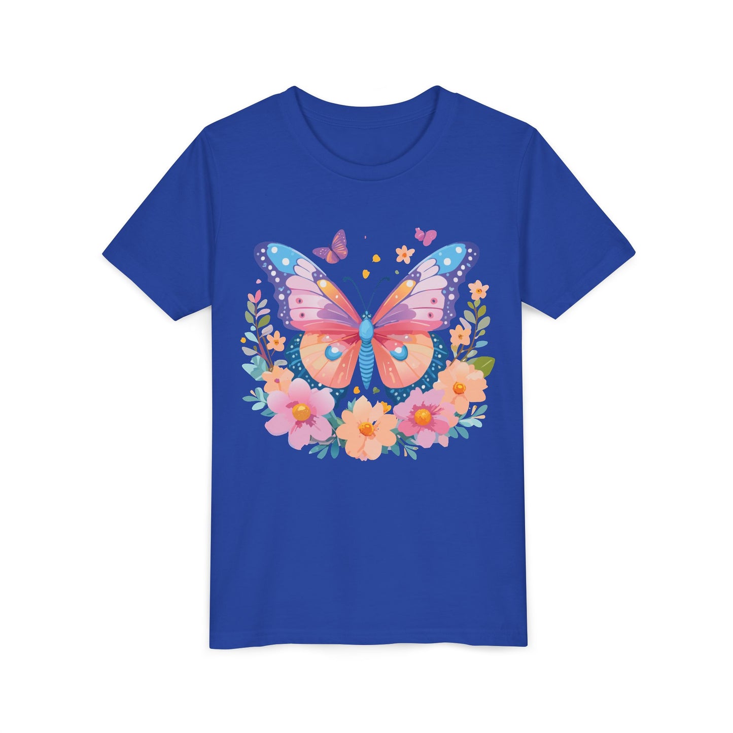 Butterfly Blossom Youth Tee - Colorful Short Sleeve T-Shirt for Spring Celebrations (9-14)