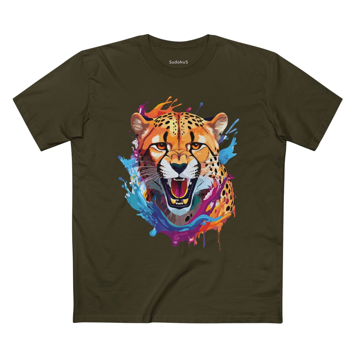 Cheetah Graphic Unisex 100 Cotton Staple Tee with Animal Design Artwork 23