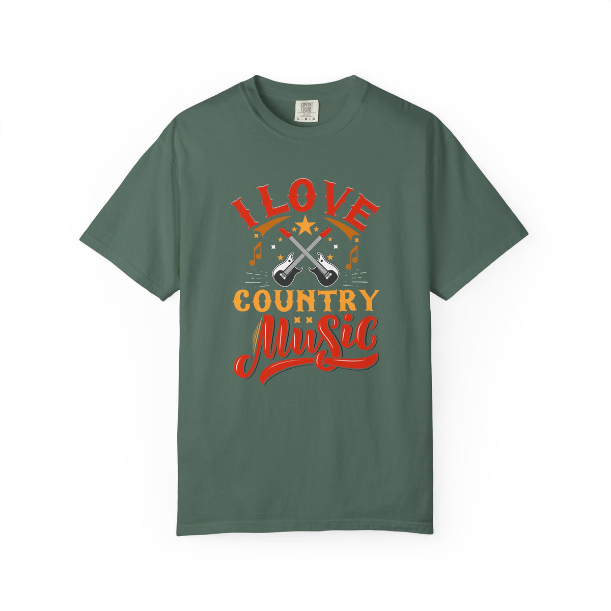 I Love Country Music T-shirt Country Guitar Typography Unisex Cotton Tee 050