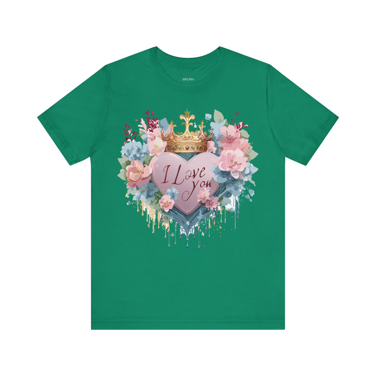 Valentine's Day Graphic Unisex Cotton Bella+Canvas Tee with Floral Art Design d105
