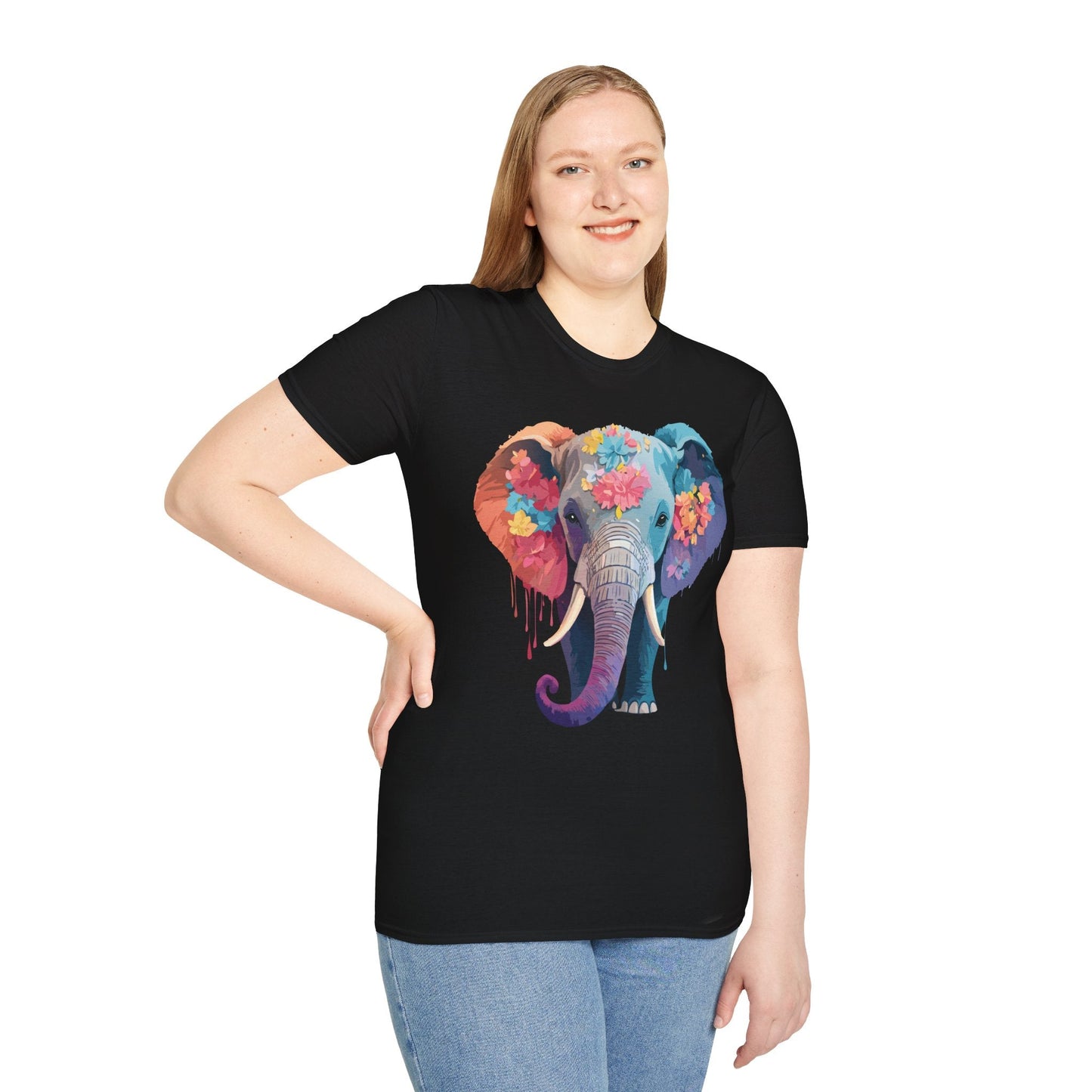 Unisex Elephant T Shirt Gildan SoftStyle 64000 100 Percent Ring Spun Cotton Tee Shirt