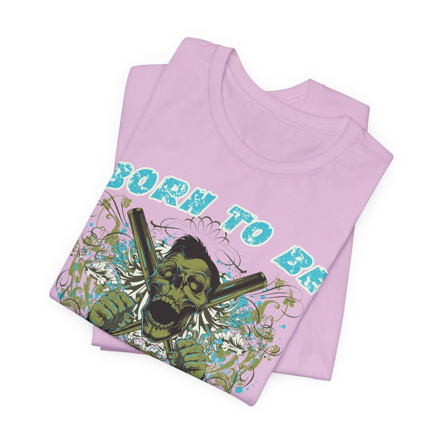 Born To Be Cage Fighter Tee Skull Crossed Knives Graphic T-Shirt