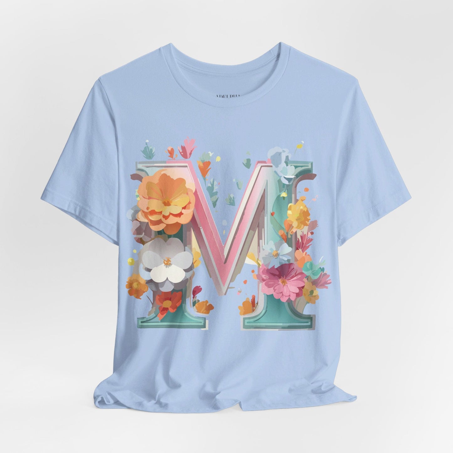 Letter M Graphic Tee Unisex Short Sleeve Shirt By Adelpha Vintage Artwork Design