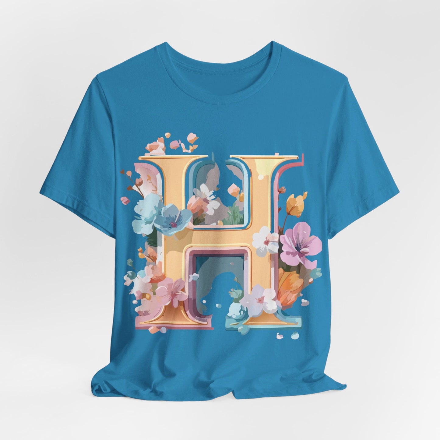 Letter H Graphic Tee Unisex Short Sleeve Shirt By Adelpha Featuring Vintage Inspired Artwork