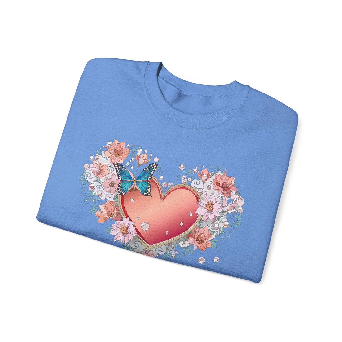 Unisex Floral Heart Sweatshirt With Love Graphic For Valentines Day Gift Cozy Winter Wear