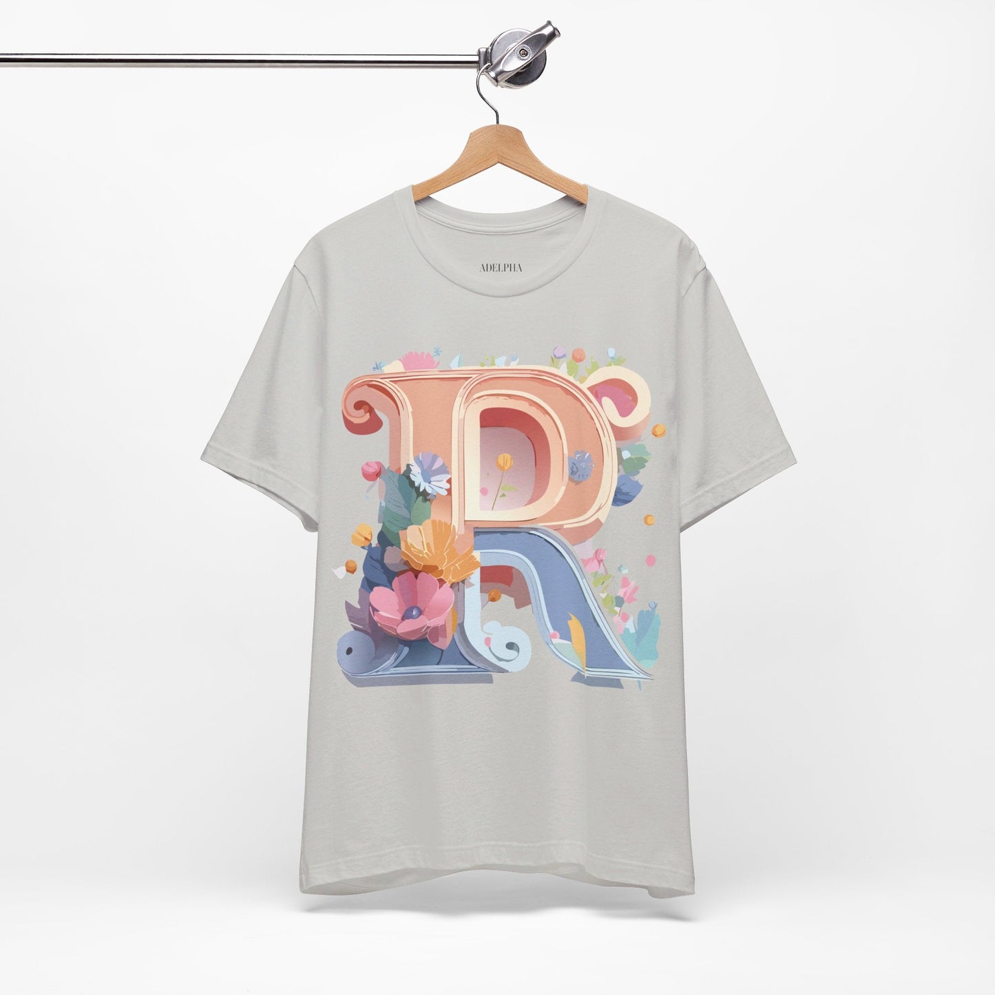 Letter R Shirt Graphic Tee Unisex Short Sleeve By Adelpha Vintage Art Design Tee