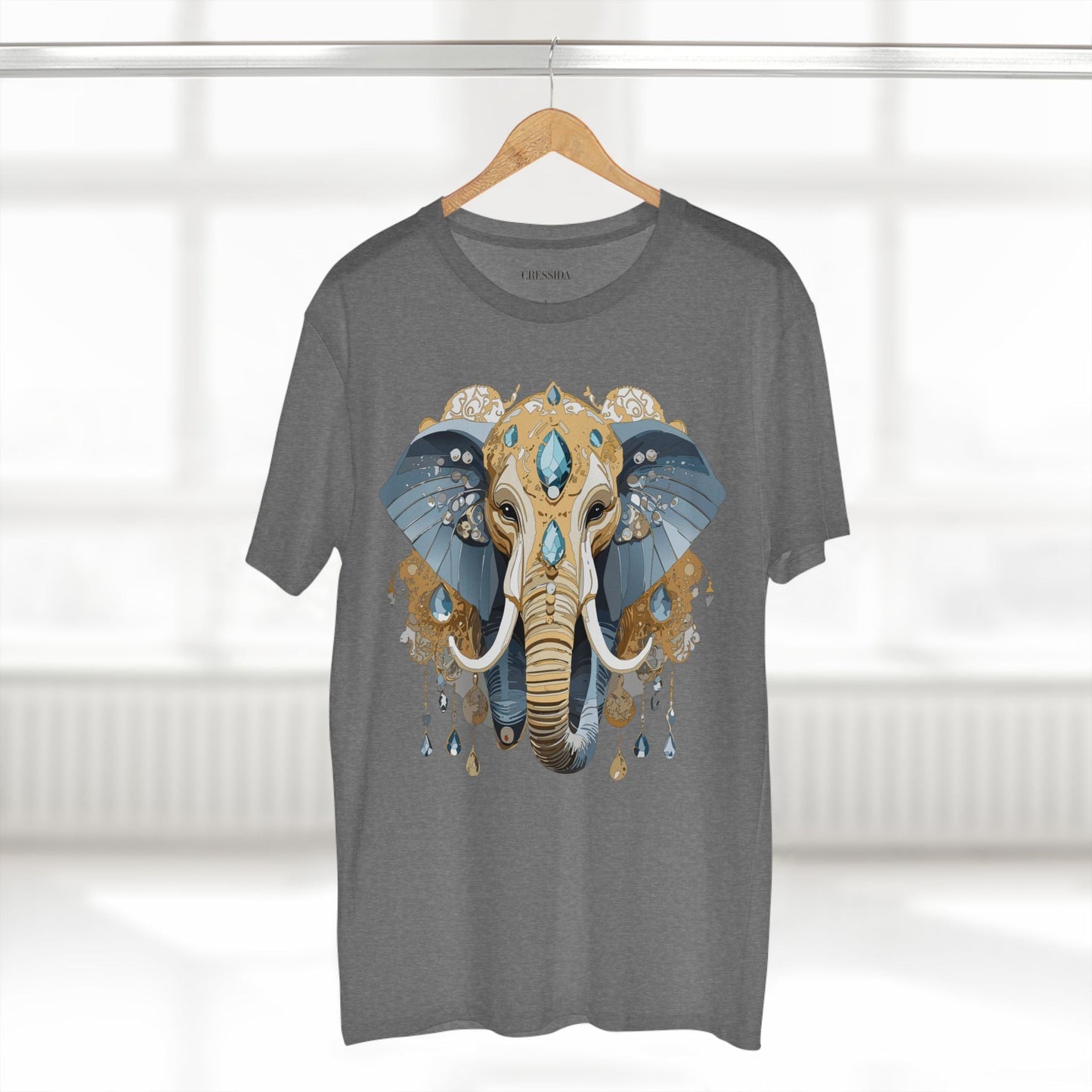 Elephant Graphic Unisex 100 Cotton Tee With Unique Animal Golden Medallion Art Design 35