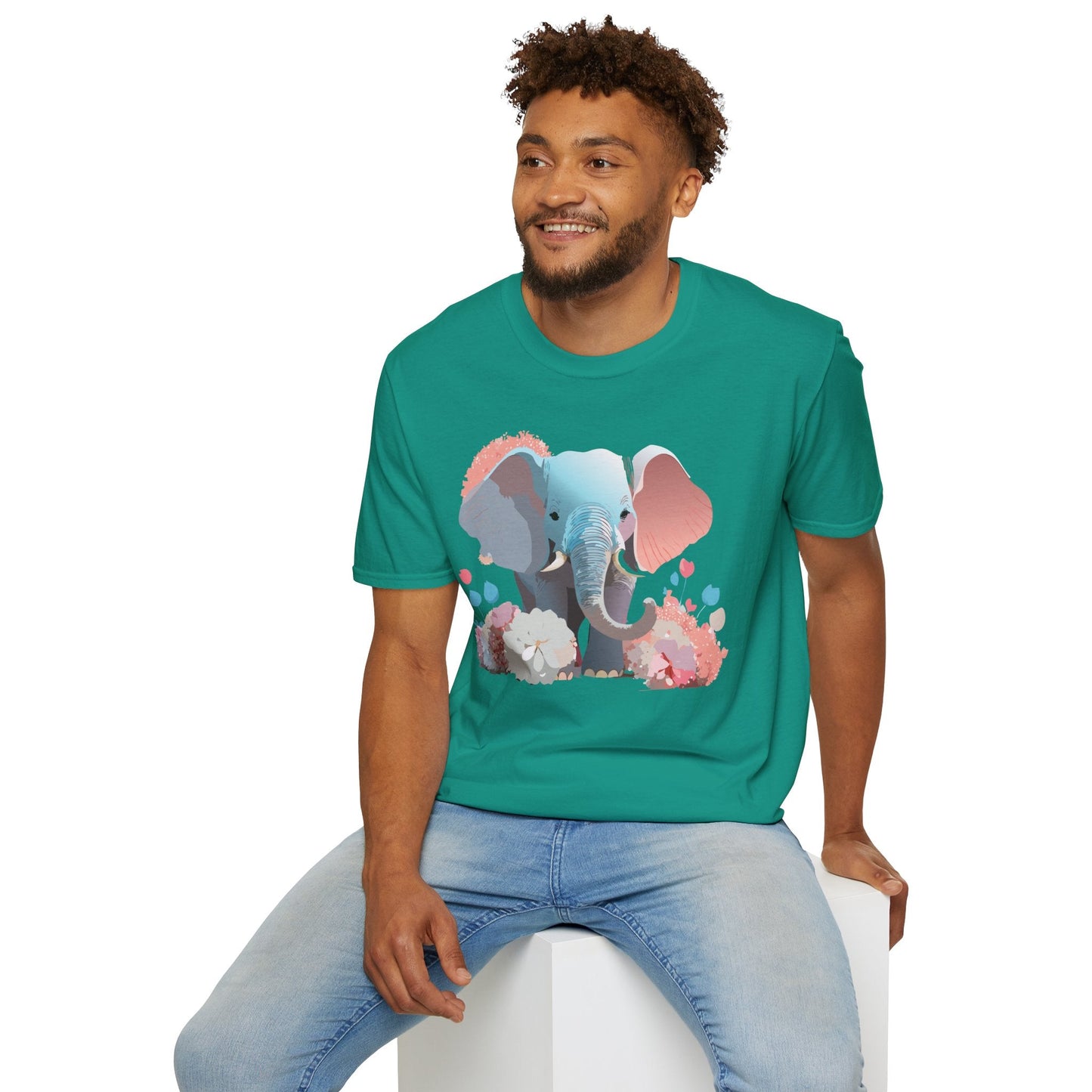 Elephant T Shirt Unisex Softstyle Graphic Tee With Elephant Animation Animal Print
