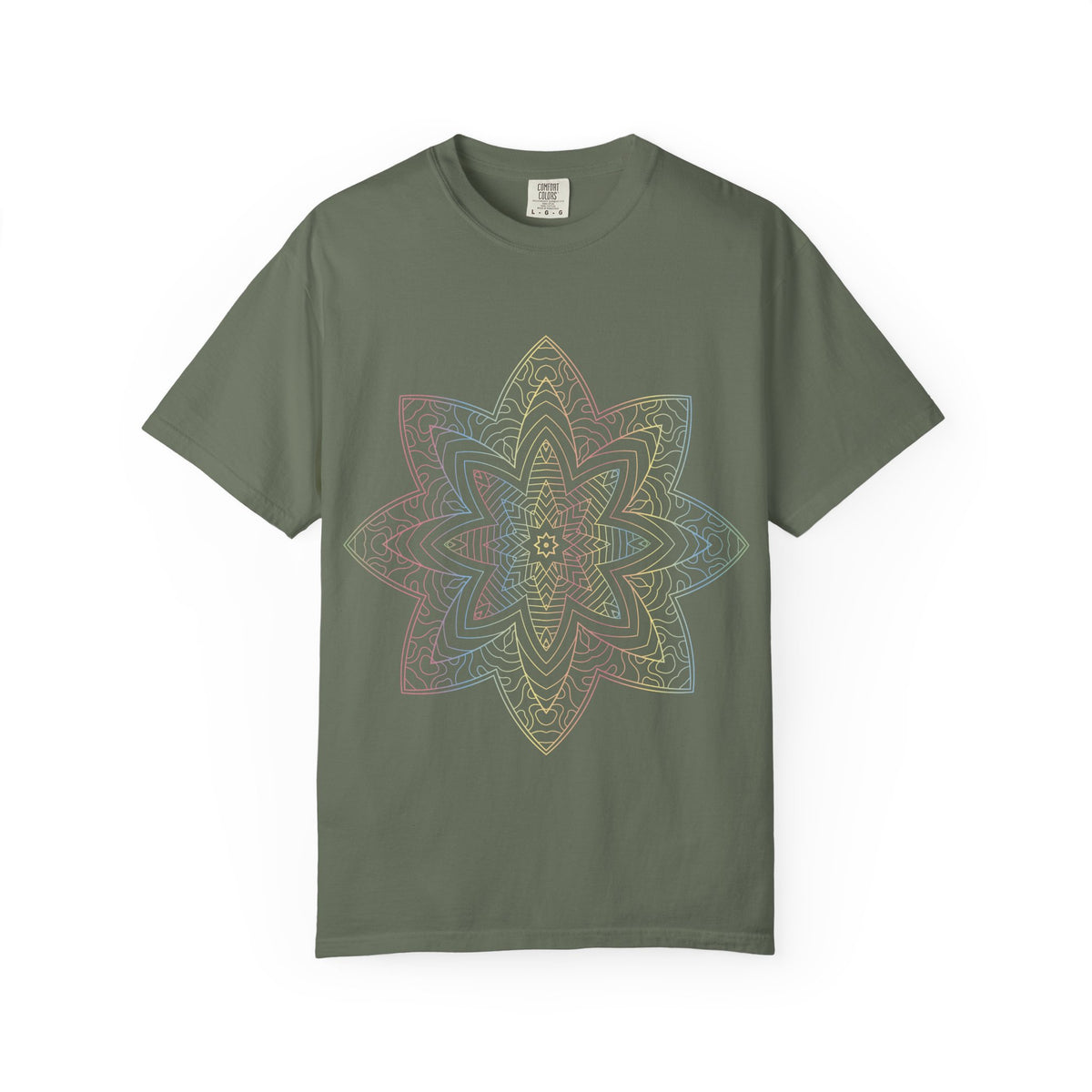 Unisex Garment Dyed Cotton T-Shirt with Mandala Graphic Design