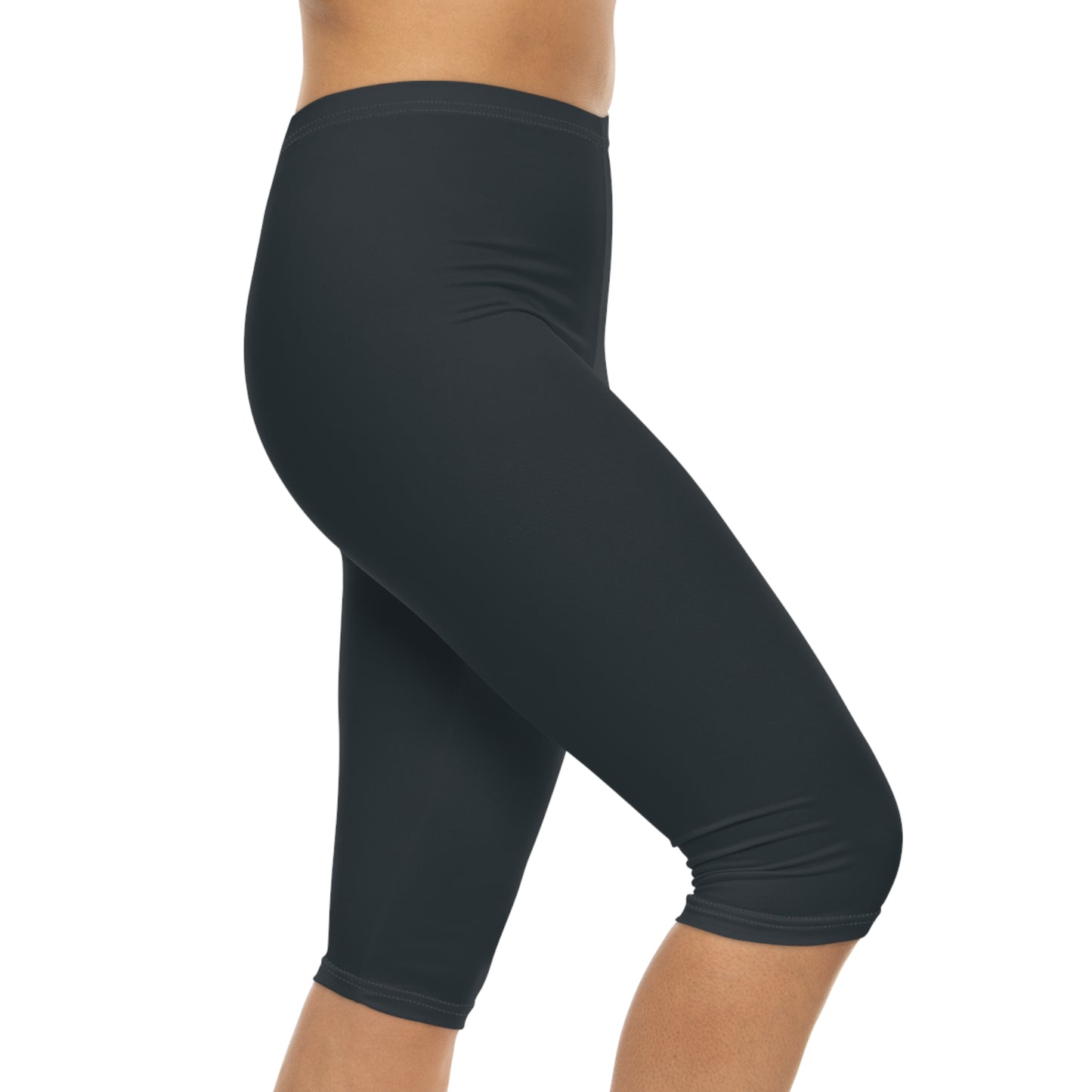 Jet Black Color Women's Brushed Suede Poly Span Casual Capri Leggings XS-2XL