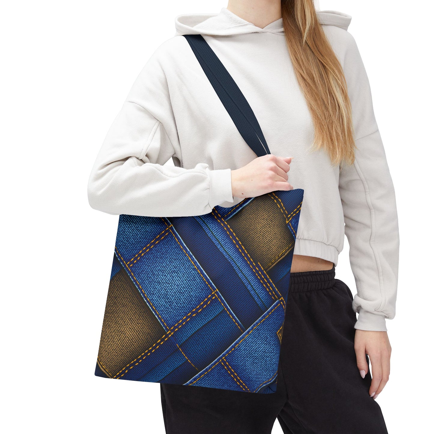 Denim Fabric Imitation Print Unisex Canvas Bag Poly Spun 3 Sizes Tote Bag 147