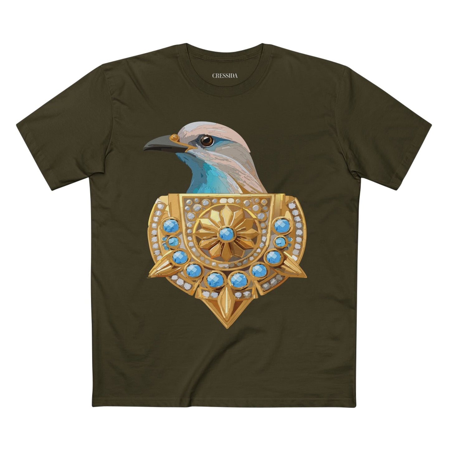 Bird Graphic Unisex 100 Cotton Tee With Unique Animal Golden Medallion Art Design 16