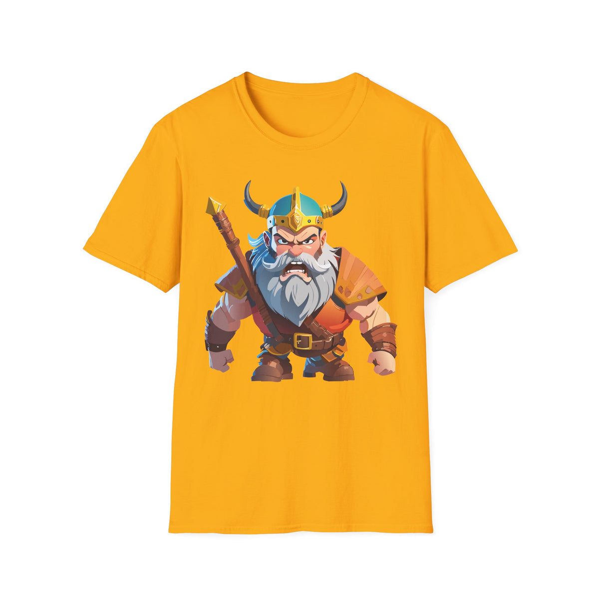 Angry Viking Warrior T-Shirt | Cartoon Norse Helmet Axe