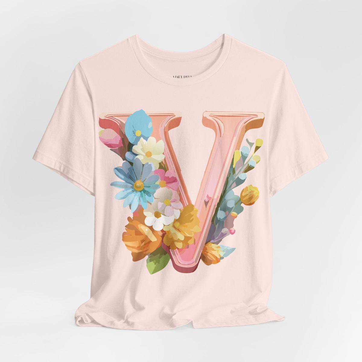 Letter V Graphic Unisex Cotton Bella+Canvas Tee with Art Letter Design
