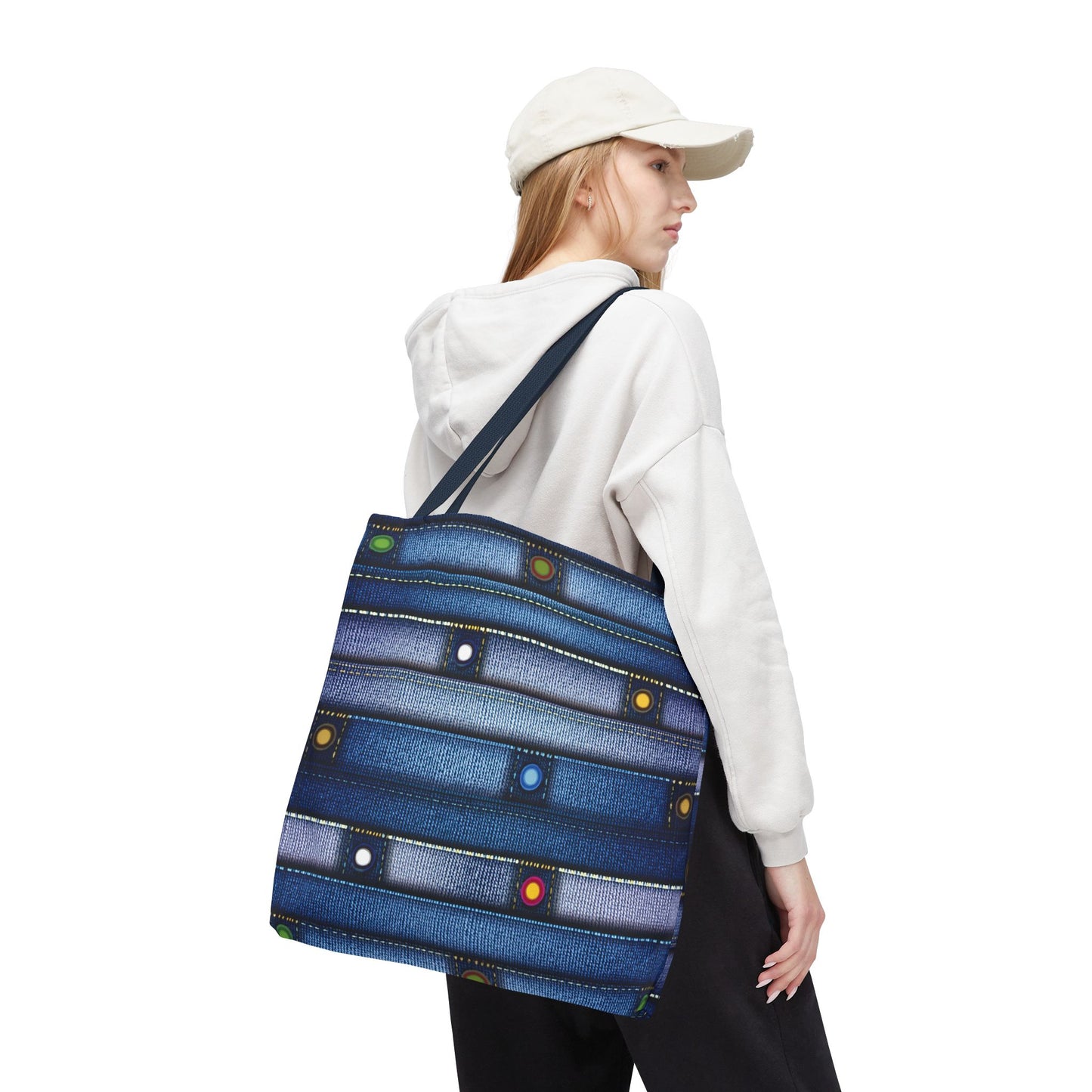 Denim Fabric Imitation Print Unisex Canvas Bag Poly Spun 3 Sizes Tote Bag 144