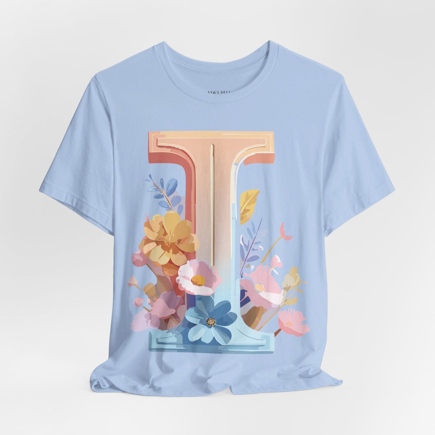 Vintage Inspired Letter I Shirt Unisex Graphic Tee Short Sleeve by Adelpha Premium