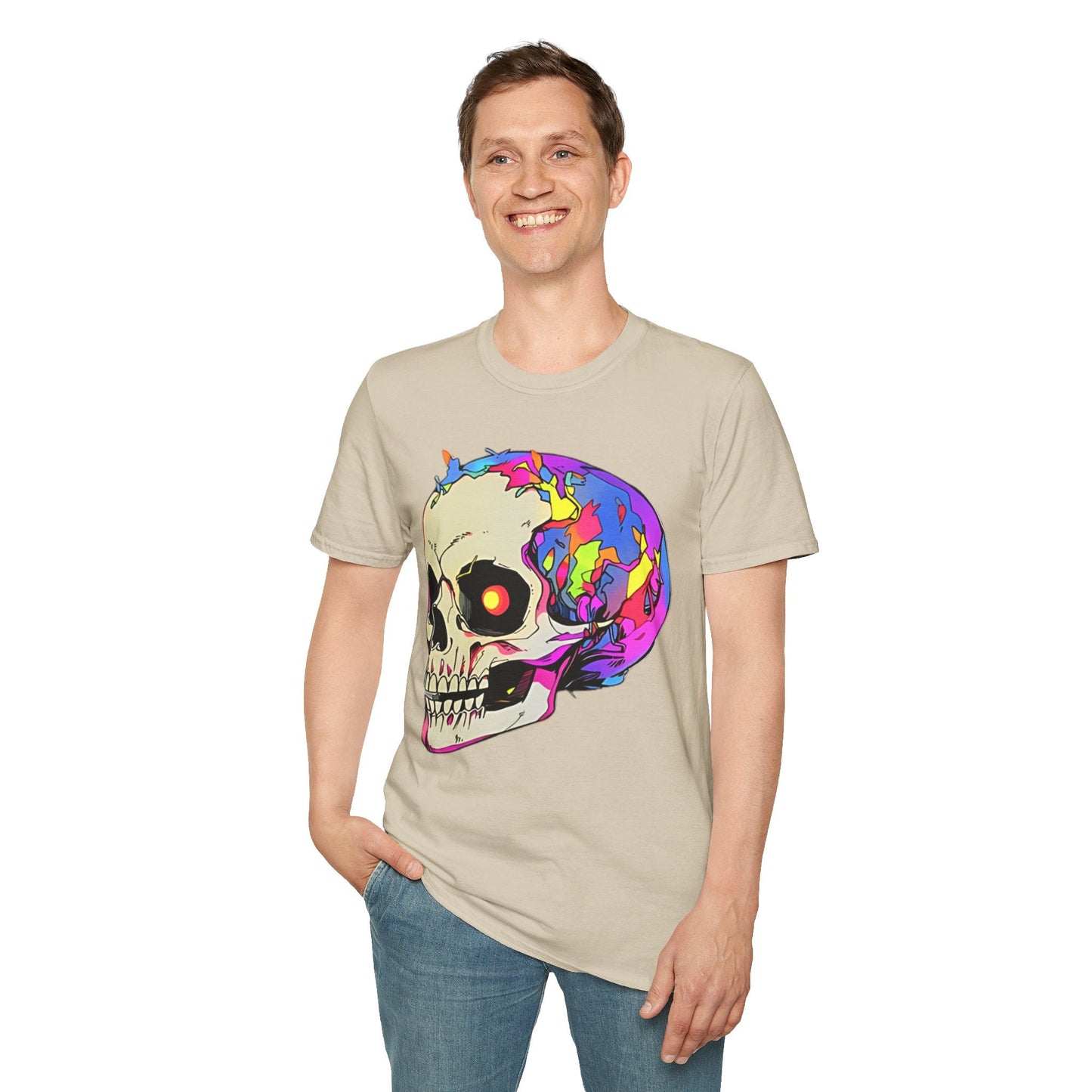 Skull Tee Shirt Unisex Skeleton Shirt Gildan Softstyle 64000 Short Sleeve Graphic Design