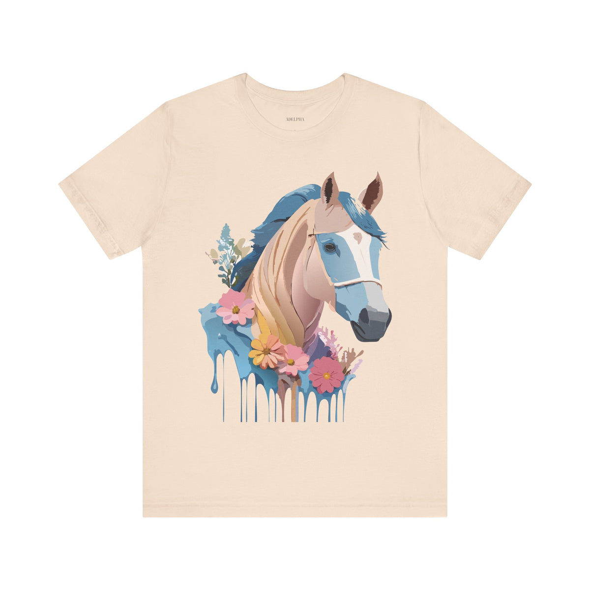 Horse Graphic Unisex Cotton Bella+Canvas Tee with Art Animal Design e308