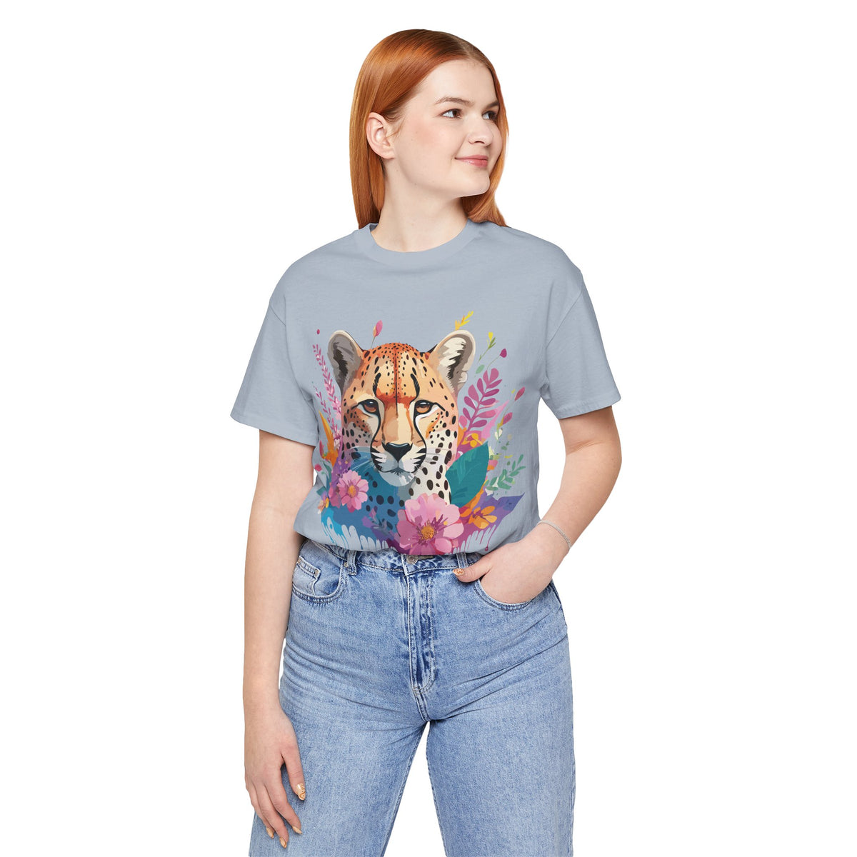 Cheetah Graphic Unisex Cotton Bella+Canvas Tee with Art Animal Design e10