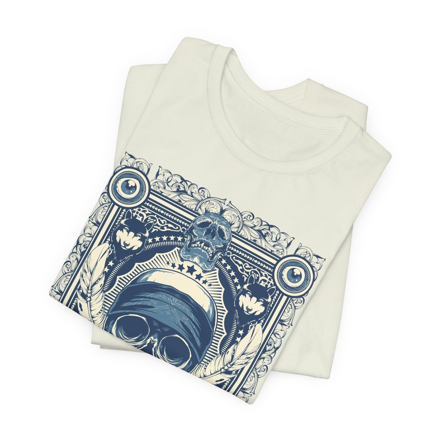 Skull Crown Graphic Tee Vintage Ornate Skull Illustration Rock Band T-Shirt