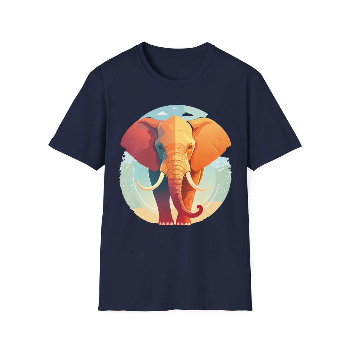 Colorful Elephant Illustration T-Shirt | Vibrant Safari Animal Tee