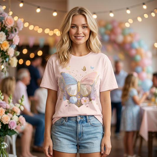 Butterfly Graphic Unisex Cotton Bella+Canvas Tee with Art Design n77