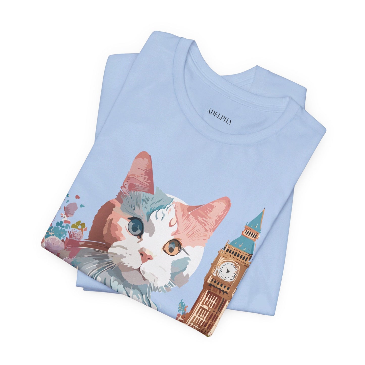 Unisex Cat Graphic Tee With Short Sleeve Vintage Inspired Art Adelpha