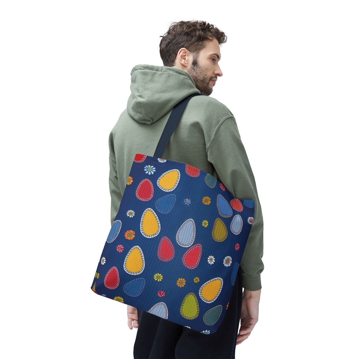 Easter Graphic Design Denim Fabric Imitation Print Unisex Canvas Bag Poly Spun 3 Sizes Tote Bag 204-13