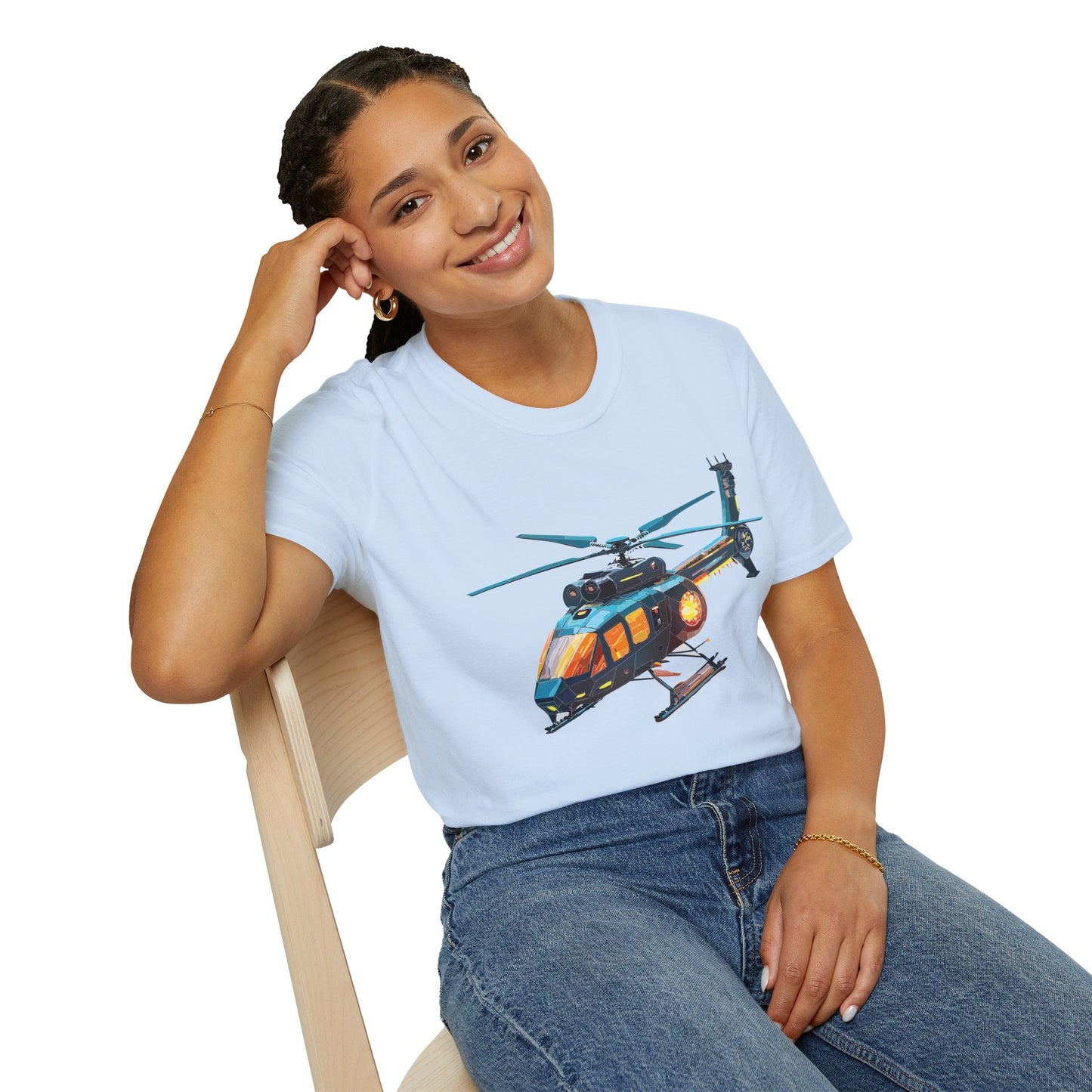 Chopper Helicopter Graphic Unisex Cotton Softstyle Short Sleeve Tee 1