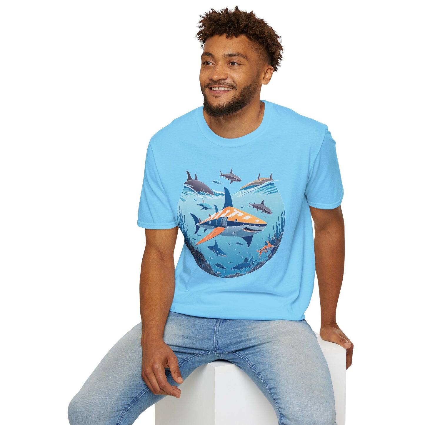 Ocean Tee Shirt Unisex Softstyle Gildan 64000 100 Percent Ring Spun Cotton Breathable U Boat Design