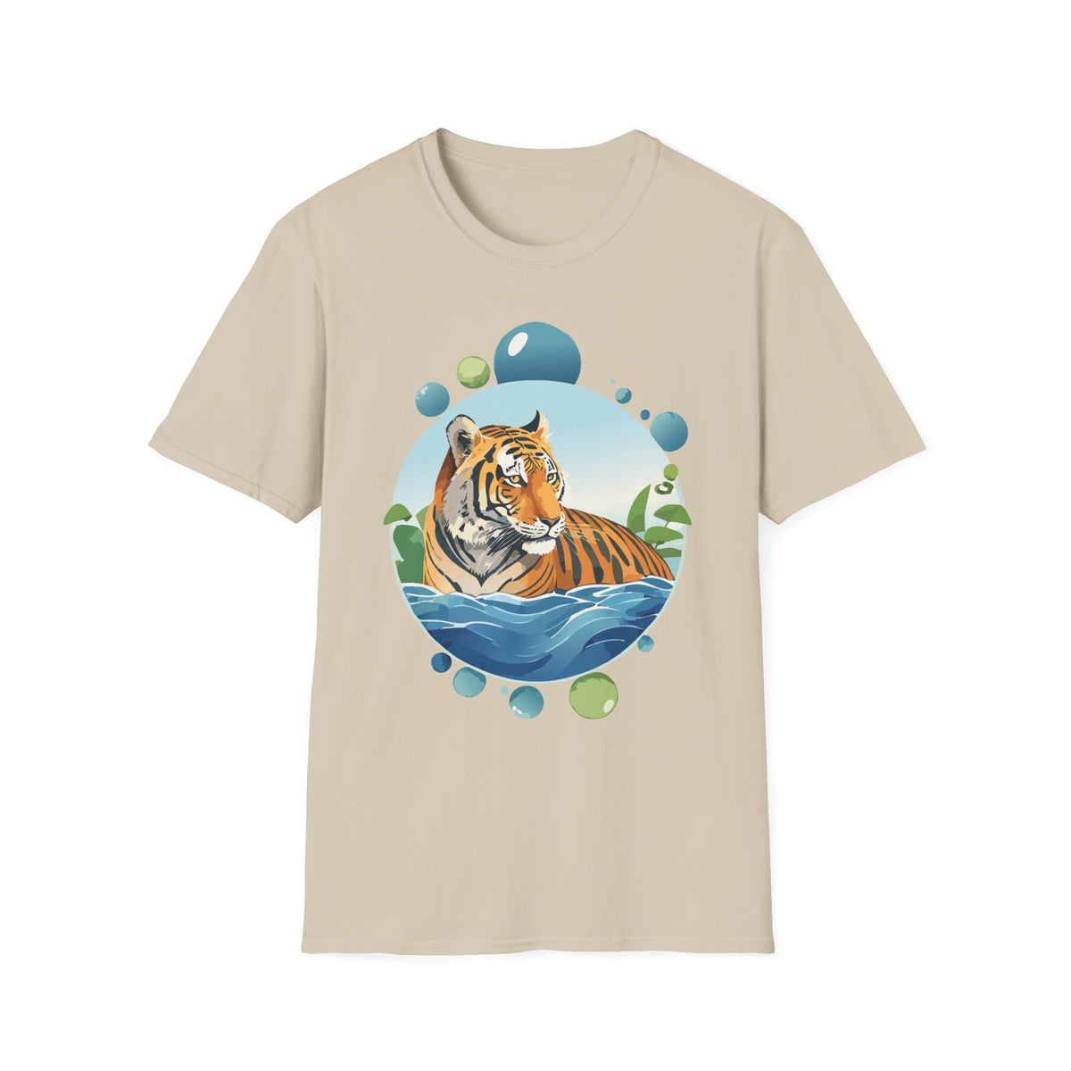 Tiger Portrait T-Shirt | Watercolor Jungle Circle Design
