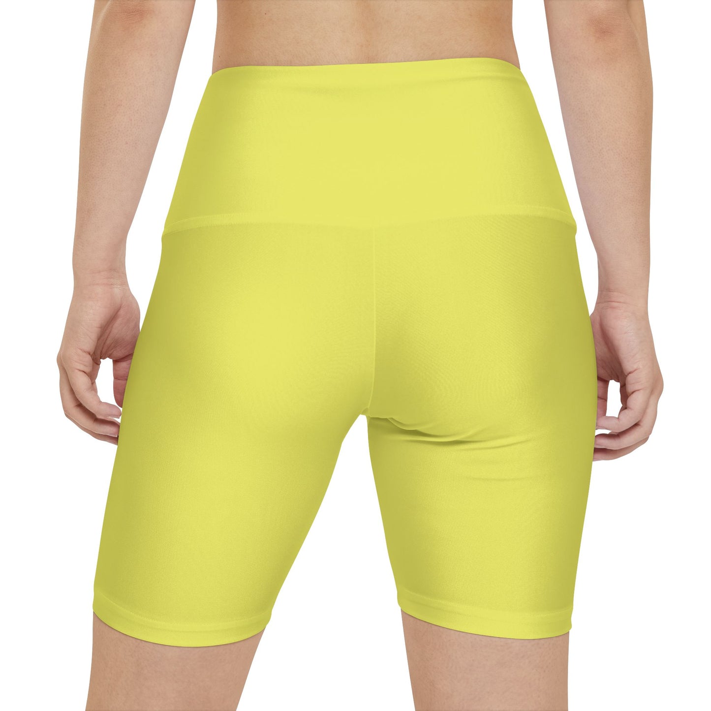 Lemon Workout Shorts — Bright Yellow High-Waist Active Biker Shorts
