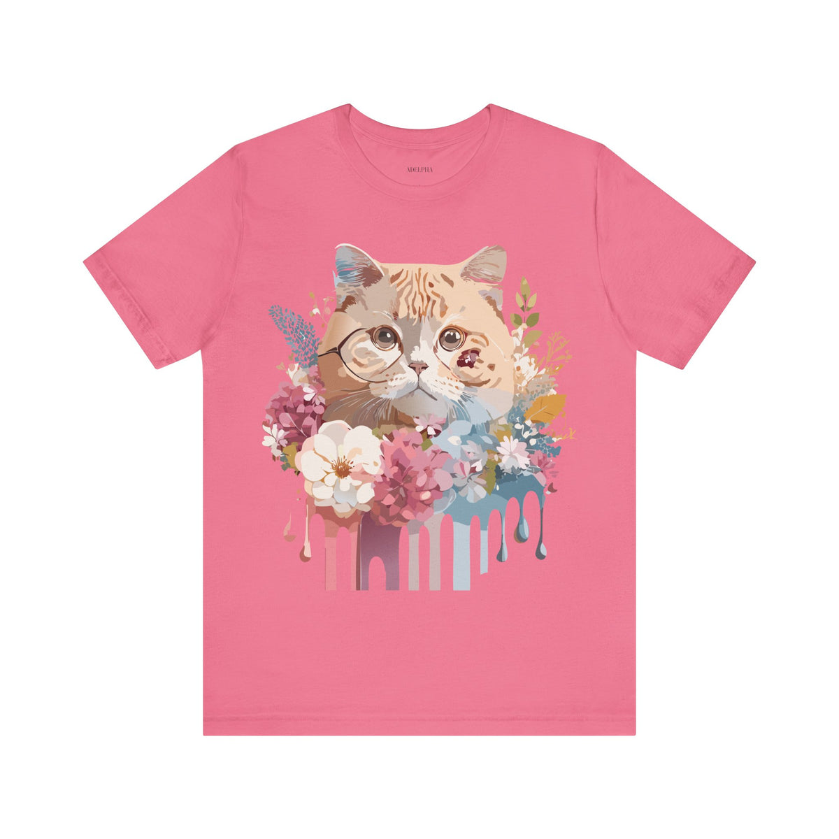Cat Graphic Unisex Cotton Bella+Canvas Tee with Art Animal Design d05