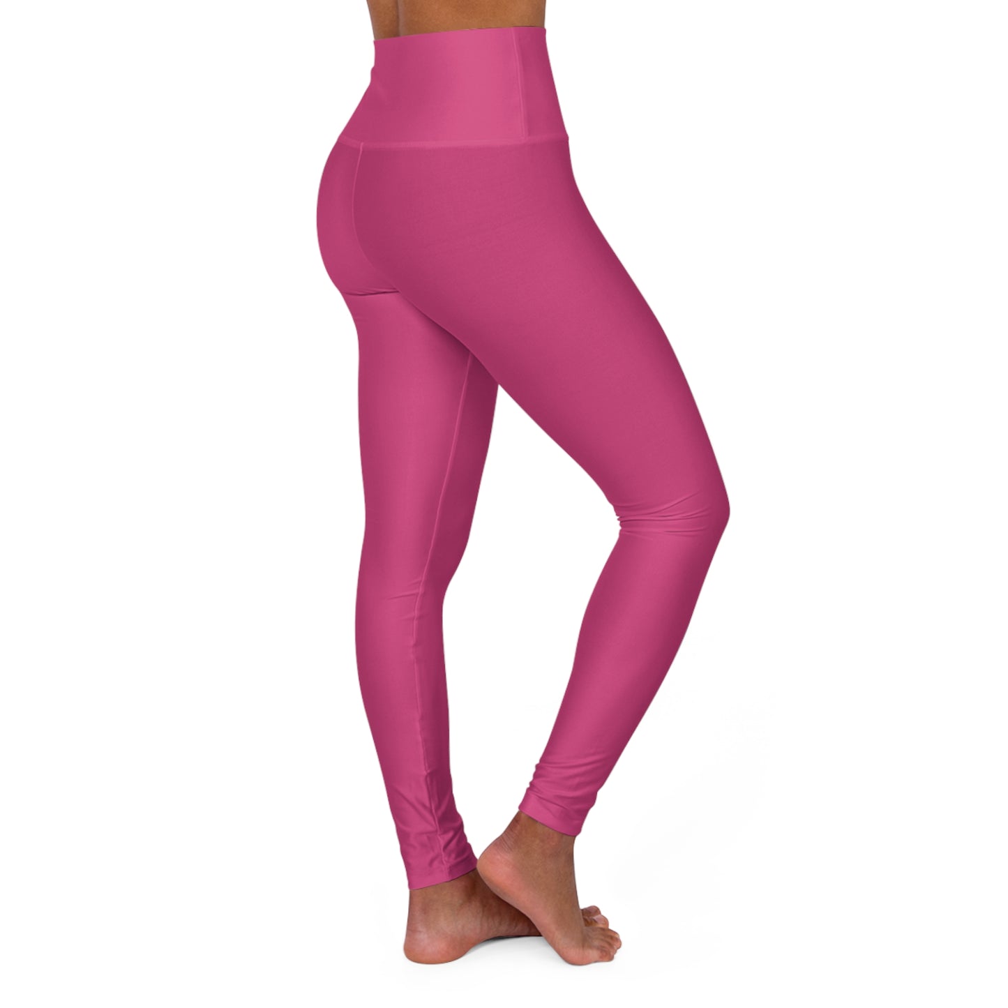 High-Waist Rose Punch Yoga Leggings Women's Seamless Poly-Span Stretchy Hot Pink Activewear