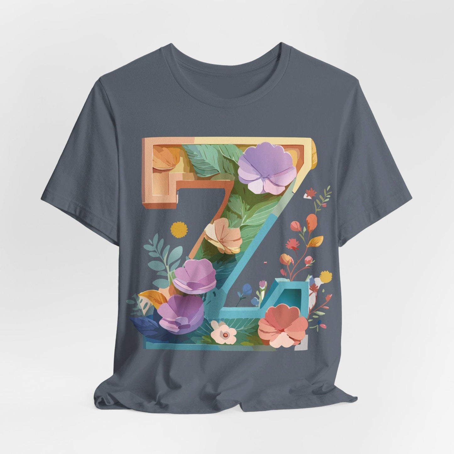 Letter Z Unisex Graphic Tee Vintage Inspired Artwork Jersey Short Sleeve