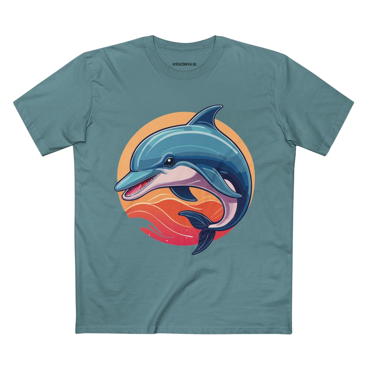 Unisex Dolphin Shirt With Original Art Design Retro2Nova Premium Cotton Tee For Everyday Comfort And Style
