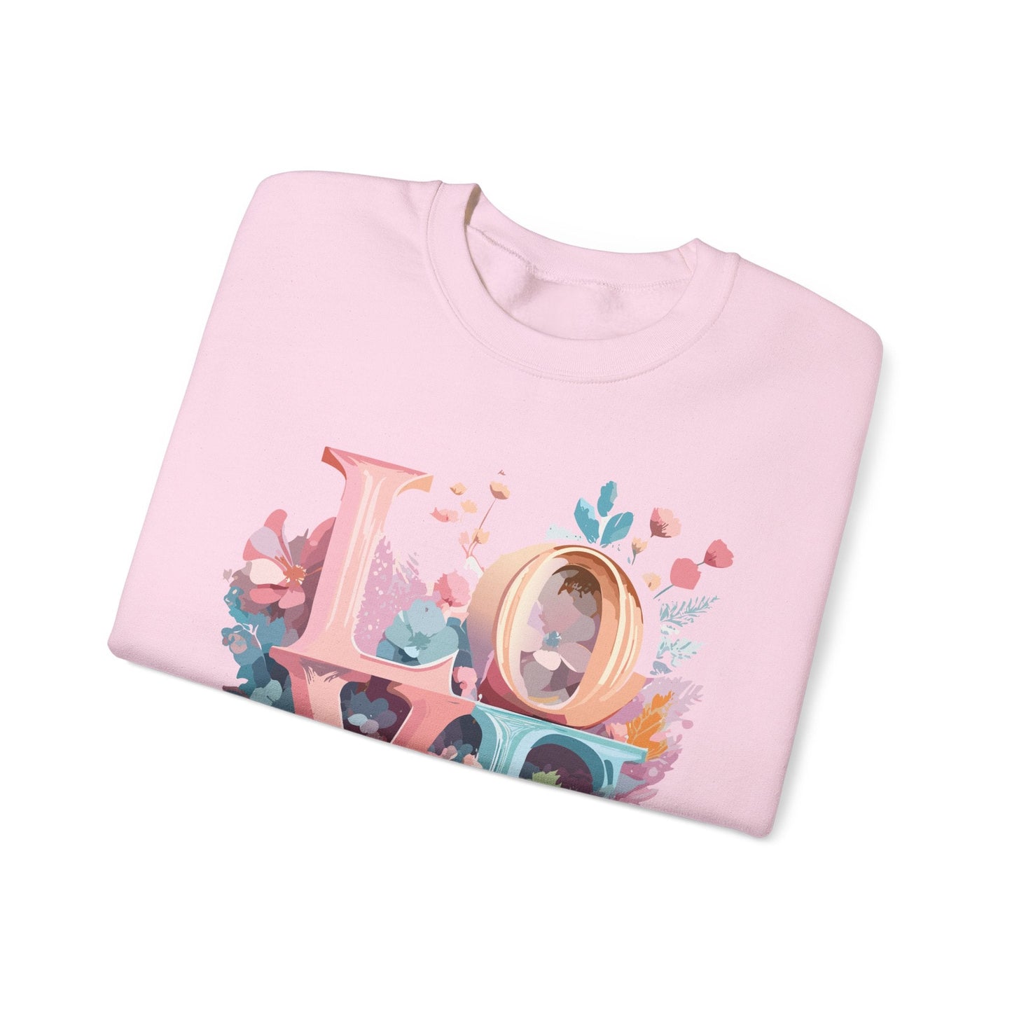 Floral Love Sweatshirt For Valentines Day Unisex Crewneck Fifty Fifty Cotton Polyester