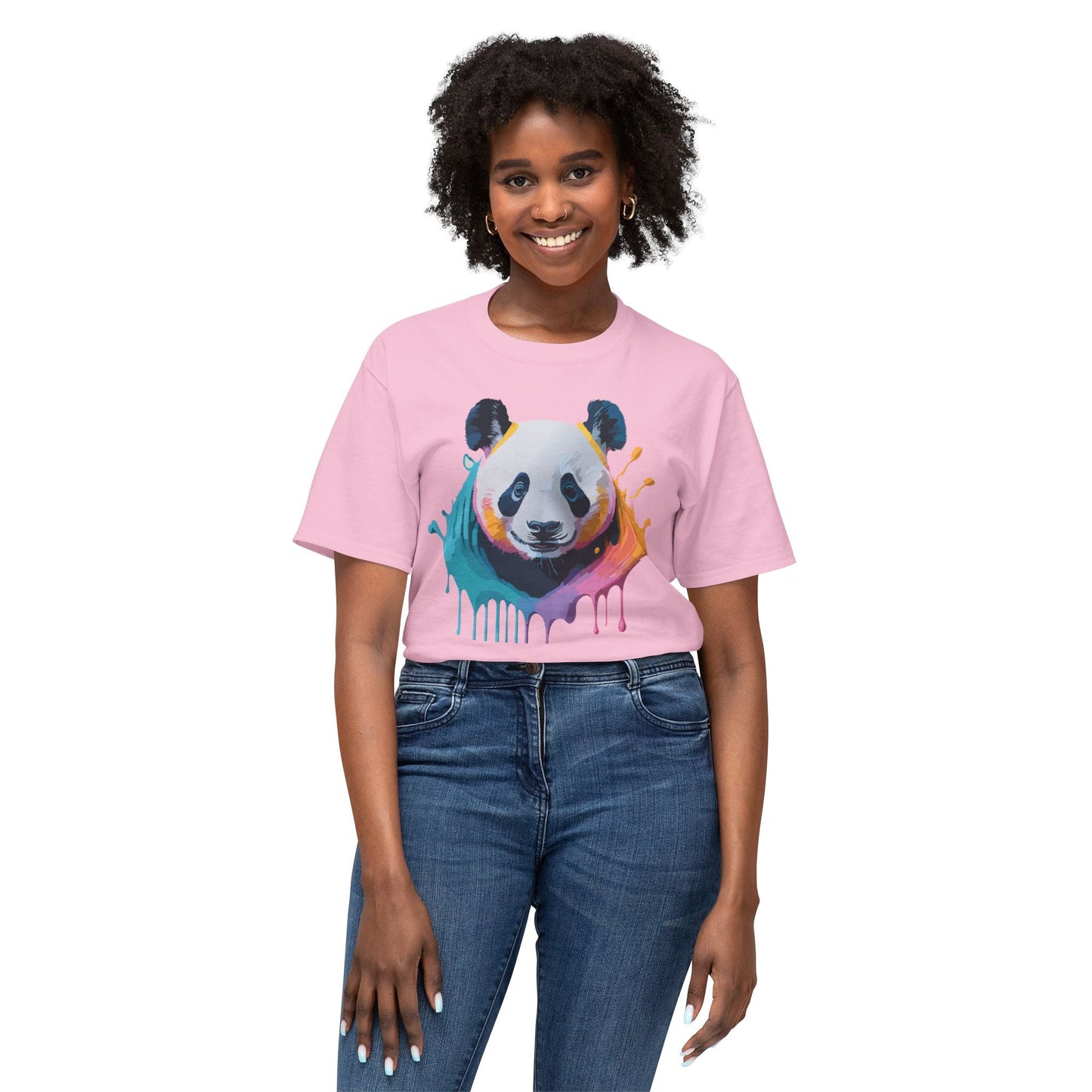 Unisex HD Cotton Panda T Shirt With Full Color Panda Art Print Made In USA Premium Fit For All Sizes