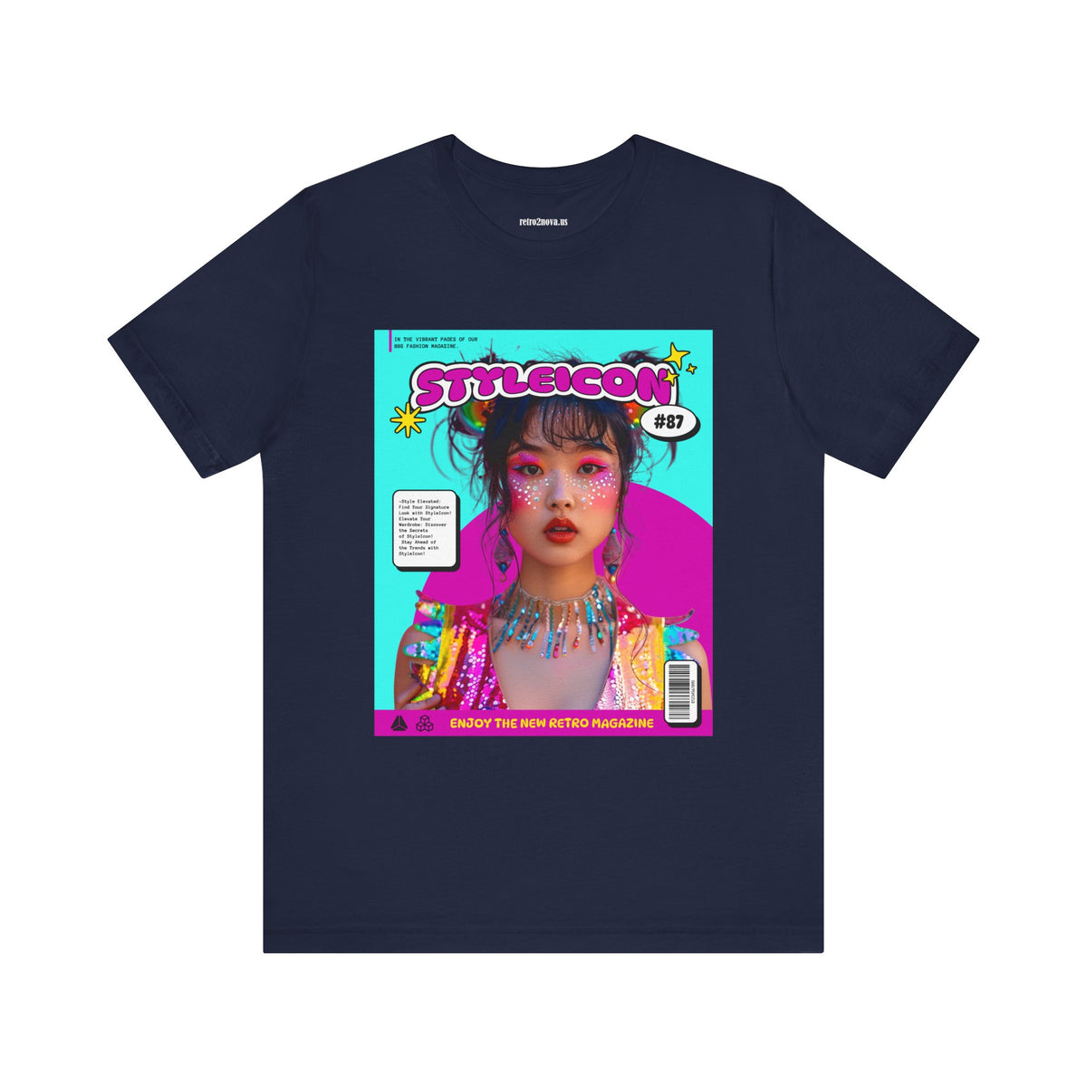 Magazine Cover Graphic Unisex Cotton Bella+Canvas Tee with Retro Poster ab32