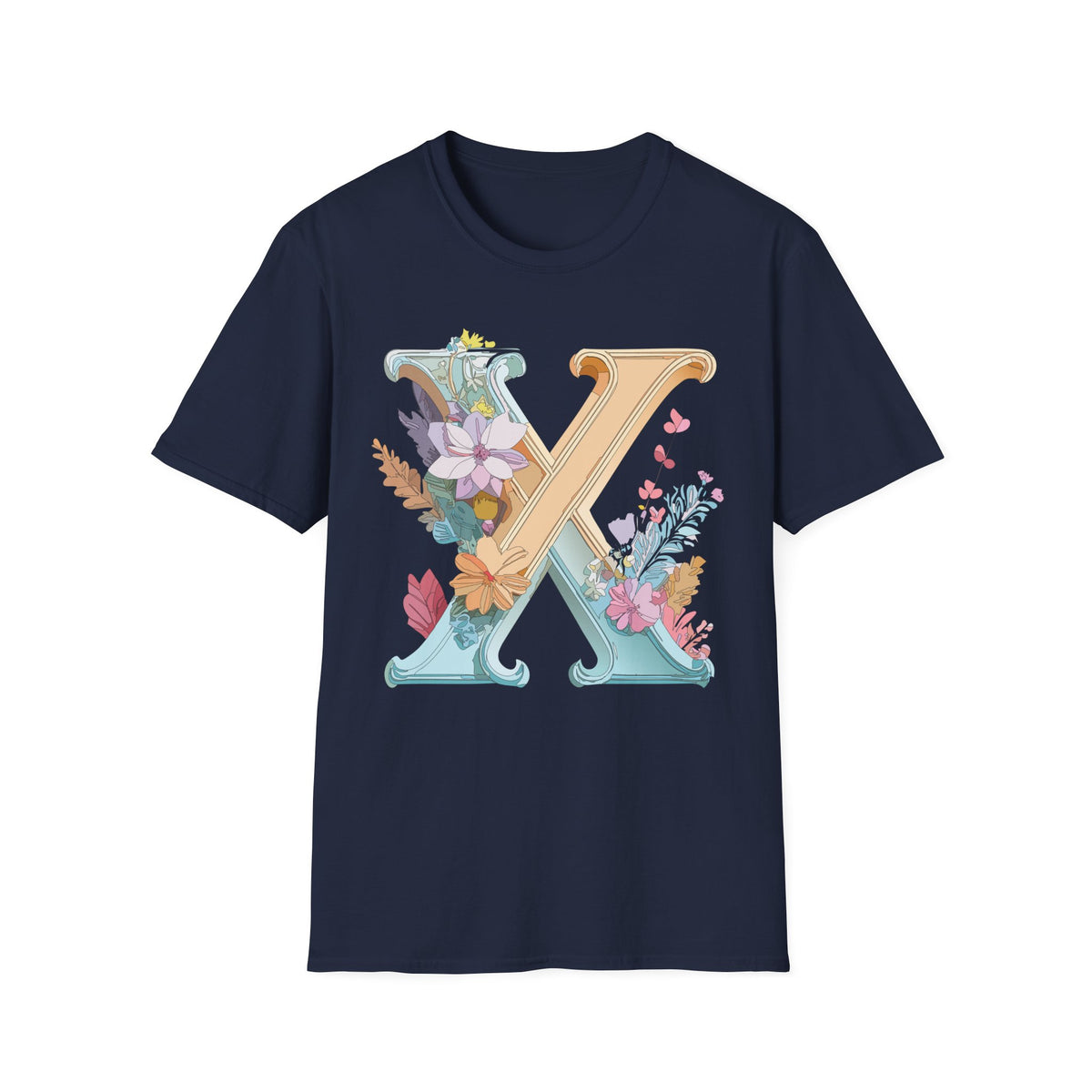 Floral Letter X T-Shirt | Botanical Monogram Tee