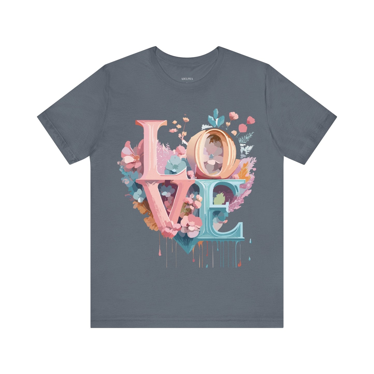 Valentine Day Graphic Unisex 100 Cotton Vintage Artwork with Love and Flower Design Tee 52
