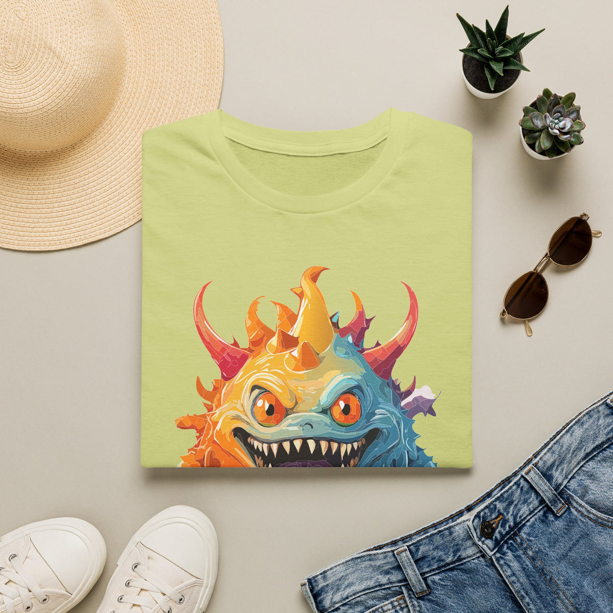 Colorful Monster T-Shirt — Vibrant Rainbow Creature Cartoon Graphic Tee Unisex 100 Cotton Gildan T-Shirt
