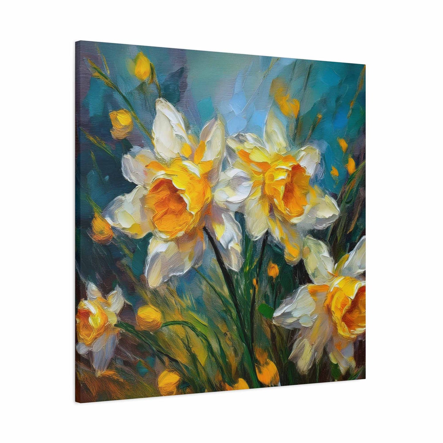Narcissus Print Canvas, Floral Oil Paint Print 20x20, 24x24, 30x30, 32x32, 36x36 Art Design Pine-Wood Inner Frame MC-175
