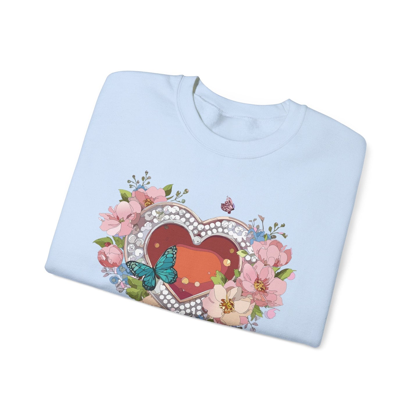 Floral Heart Sweatshirt Unisex Valentines Day Edition Gildan 18000 Heavy Blend Crewneck
