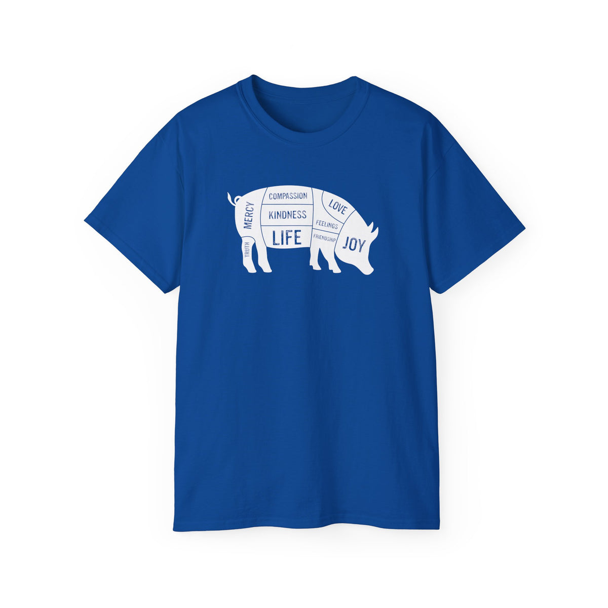 Pig Diagram Typography Tee | Love, Joy, Kindness, Life