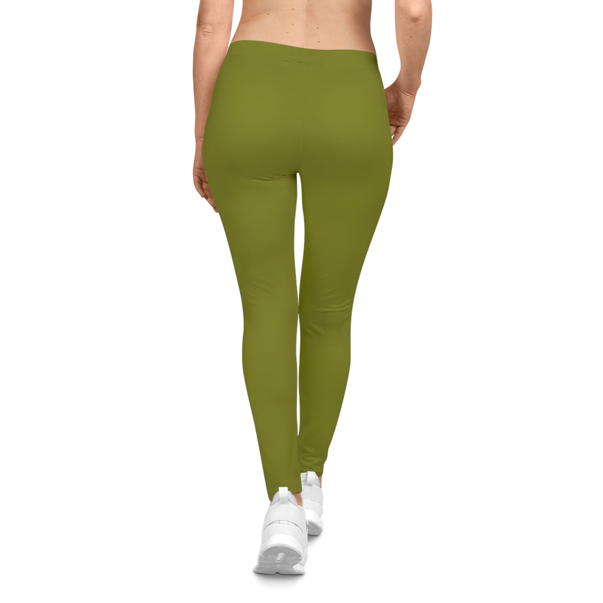 Olive Color Women's Poly-Span Casual Leggings XS-2XL