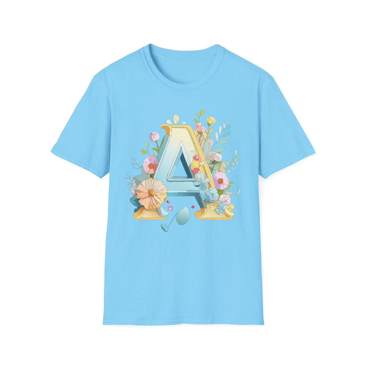 Floral Letter A T-Shirt | Monogram Initial Tee