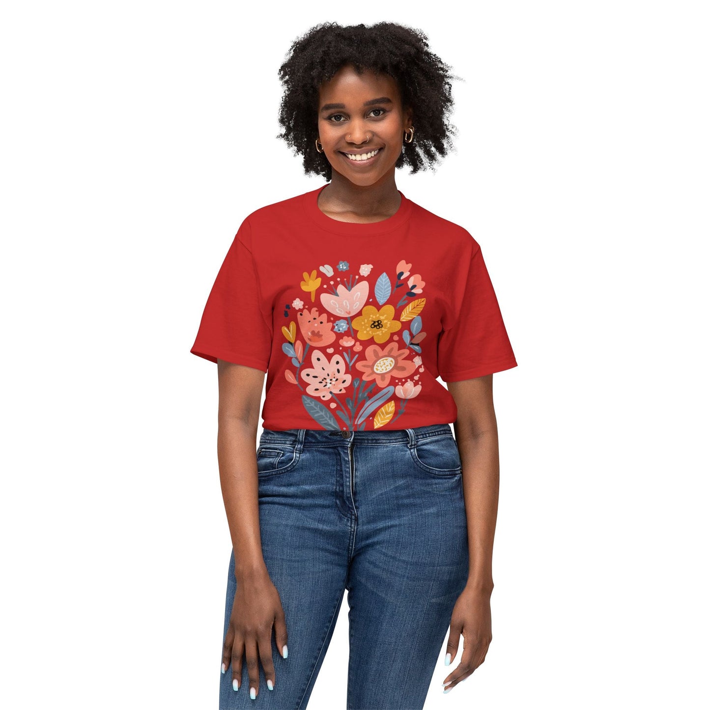 Unisex HD Cotton Floral Art Print T Shirt With Vintage Flowers Design Tee Premium Quality